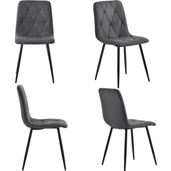 Esszimmerstühle, Set 4 Grau Metallbeinestühle Leinenoptik Bezug gepolstert mit Rückenlehne modernes Design, 45 x 40 x 86 cm Aosom.de