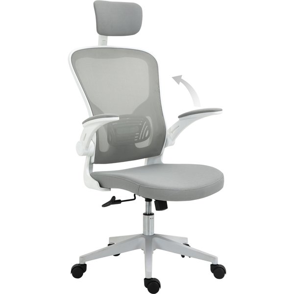 Vinsetto Bürostuhl ergonomischer Schreibtischstuhl mit Kopfstütze und Wippfunktion, höhenverstellbar in Grau, 65 x 64 x 114-122 cm Aosom.de