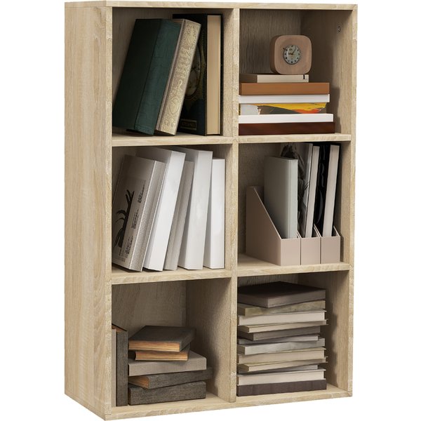 HOMCOM Six-Cube Bookcase - Oak Wood Effect | Aosom Ireland