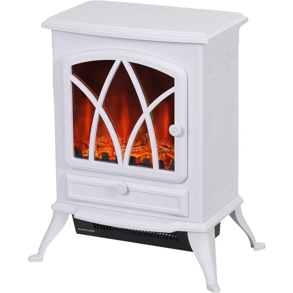HOMCOM 1kW-2kW Vintage Electric Fireplace Heater - White | Aosom Ireland