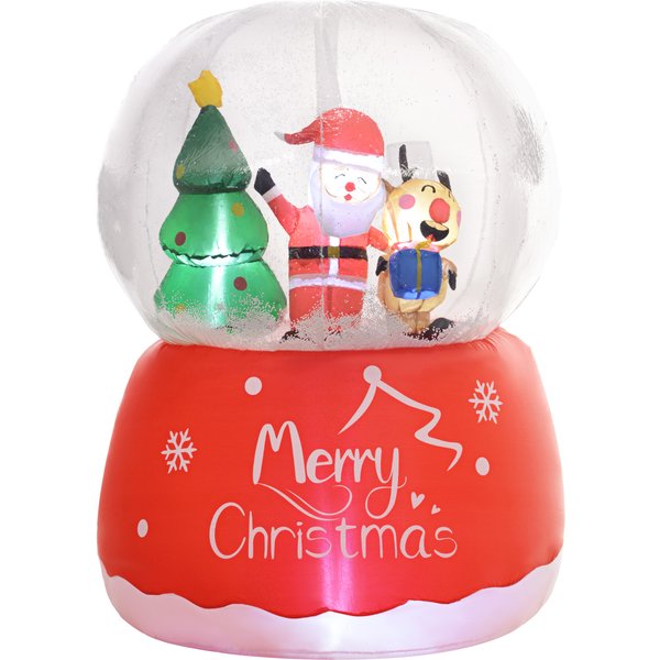 Outsunny 5.5FT Christmas Inflatable Crystal Ball w/ Santa Claus, Reindeer & Xmas Tree, Inflatable Christmas Decoration, Indoor, Outdoor | Aosom Ireland