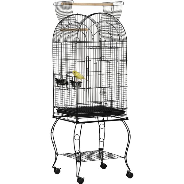 PawHut Large Parrot Bird Cage Aviary Budgies Finch Cockatiel Birds Stand Feeding Station Stand w/ Wheels 51L x 51W x 153H cm | Aosom Ireland