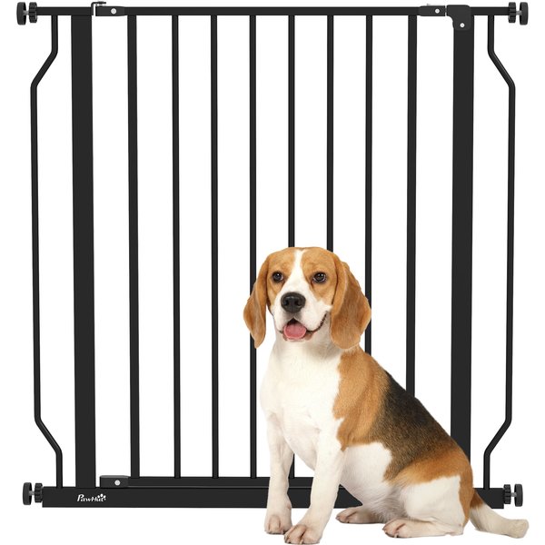 PawHut Extra Wide Dog Safety Gate, with Door Pressure, for Doorways, Hallways, Staircases - Black | Aosom Ireland