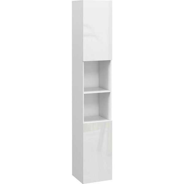 kleankin Multi-Storage Slim Bathroom Cabinet - High Gloss White | Aosom Ireland