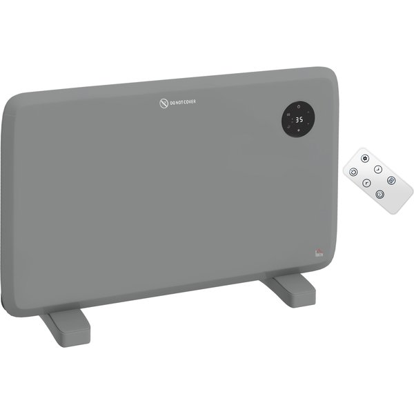 HOMCOM 1200W Electric Convector Heater, Freestanding or Wall Mounted, Space Heater with Adjustable Thermostat, Timer, Grey | Aosom Ireland