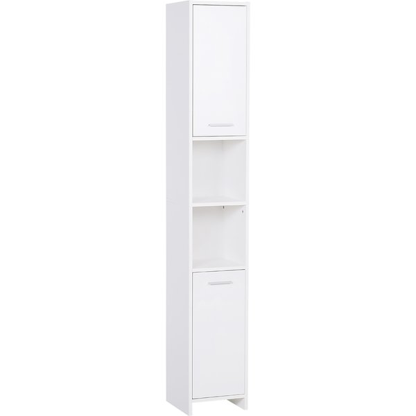 HOMCOM Free Standing Bathroom Cabinet, High Floor Cabinet Unit, Freestanding Storage Cabinet, 2 Doors, Shelves, 30L x 30W x 190Hcm, White | Aosom Ireland
