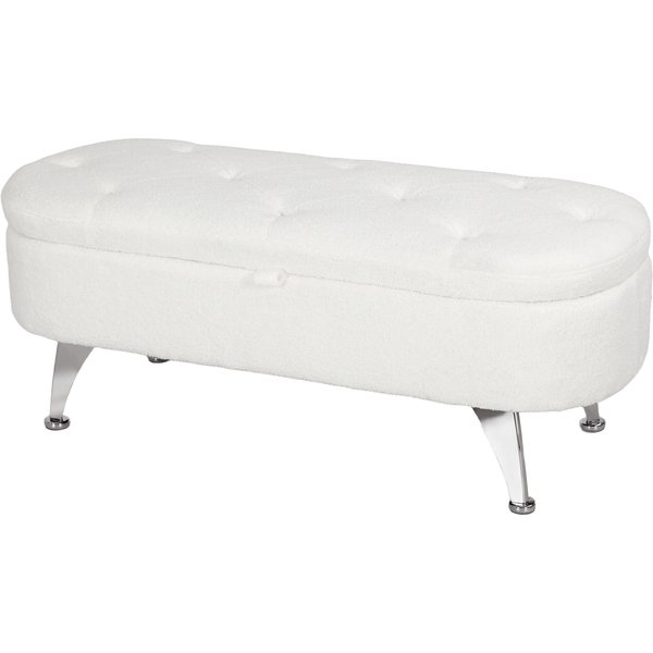 Homcom Banc Avec Espace De Rangement, Couvercle Et Pieds En MéTal Pour Salon, Chambre à Coucher, EntréE, Blanc-image