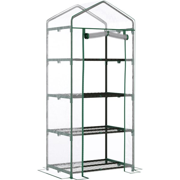 Outsunny 4 Tiers Mini Portable Greenhouse Plant Grow Shed Metal Frame Transparent Clear Cover 160H x 70L x 50Wcm | Aosom Ireland