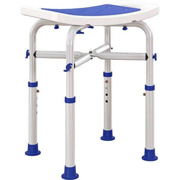 HOMCOM 44-51.5cm Aluminium Frame Shower/Bath Stool - White | Aosom Ireland