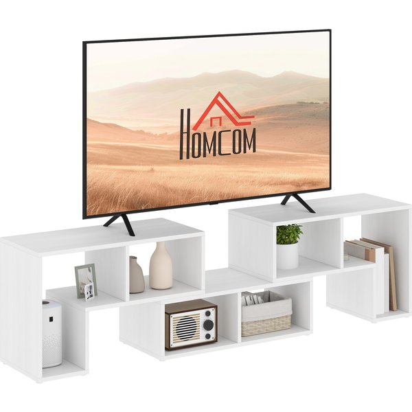 HOMCOM TV Stand for TVs up to 75 Inches, Free Combination TV Unit with Storage Shelves, Extendable Entertainment Centre for Living Room, White Wood Grain | Aosom Ireland