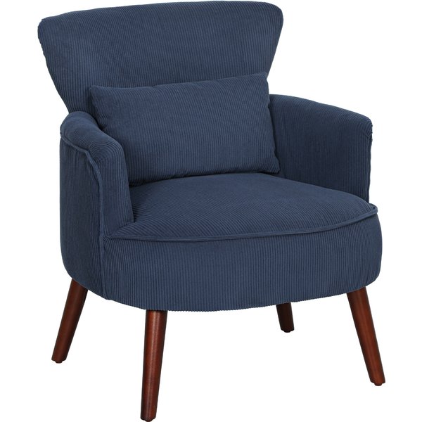 HOMCOM Corduroy Retro Accent Chair - Blue | Aosom Ireland