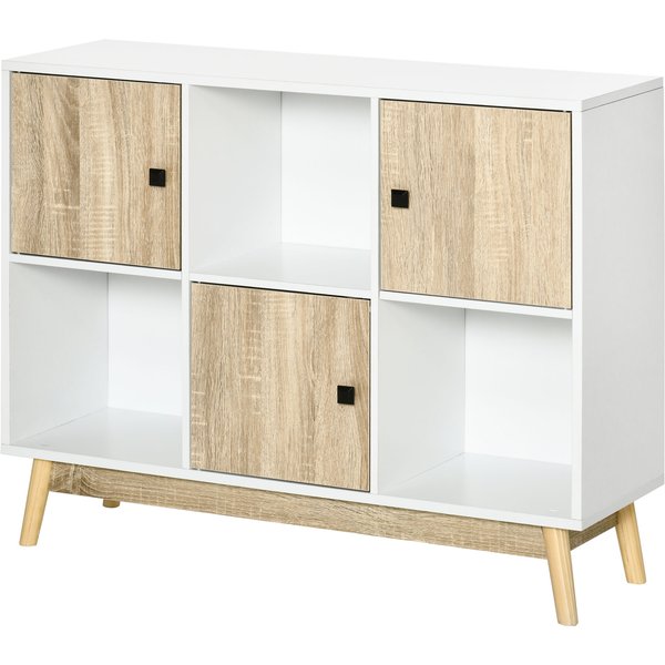 HOMCOM Buffet Aufbewahrungsschrank mit 6 Cubes für Wohnzimmer, Esszimmer, Schlafzimmer 96 B x 30 T x 75 H cm Weiß und Eiche Aosom