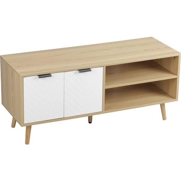 HOMCOM TV-Möbel für Fernseher bis zu 46 Zoll im skandinavischen Design mit 2 Türen, 2 Fächern mit Kabeldurchführungen 110L x 39B x 48,8H cm, Wohnzimmer, Schlafzimmer Aosom
