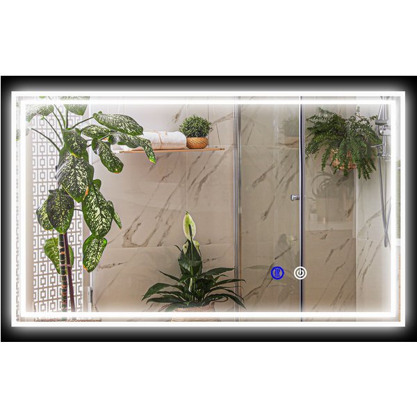 kleankin LED beleuchteter rechteckiger Badezimmer-Wandspiegel mit 3 Farben einstellbarer Helligkeit Touchschalter, horizontal oder vertikal, 100 x 60 cm Aosom