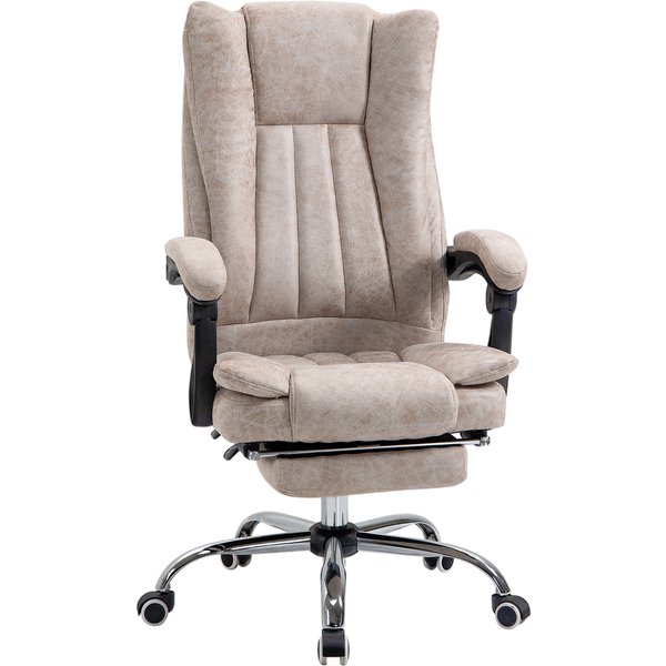 Vinsetto Fauteuil De Bureau Pivotant Avec Fonction Inclinable Repose-Pieds SièGe RéGlable En Hauteur Plastique MéTal Nylon Beige+Noir 63X71X110-118Cm-image