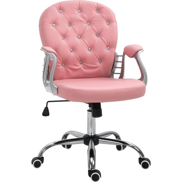 Vinsetto Chaise De Bureau Chaise De Bureau Ergonomique Avec Accoudoir Dossier Rembourré Chaise D'ordinateur En Similicuir RéGlable En Hauteur, Rose-image