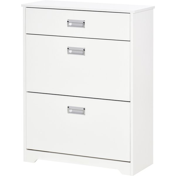HOMCOM Schuhschrank mit 2 klappbaren Schubladen verstellbares Regal + 1 Schublade + 1 Theke bis zu 16 Paare 70B x 29T x 92H Weiß Aosom