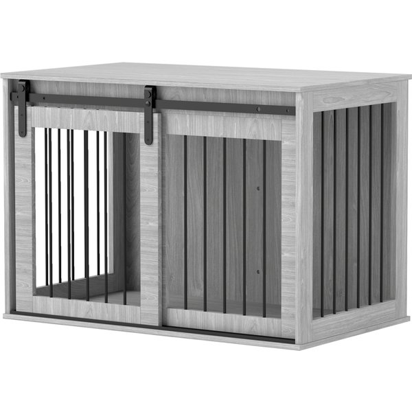 Pawhut Cage Pour Chien Avec Porte Coulissante, Ventilation, Panneaux De Particules Et Acier, 98 X 58 X 61 Cm, Gris-image