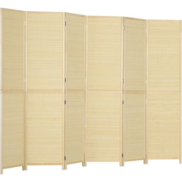 HOMCOM Paravent innen aus Bambus 6 Paneelen 270 x 180 cm Raumteiler Trennwand Faltbar - Natur Aosom