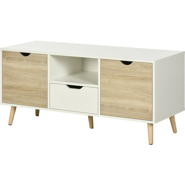 HOMCOM TV Schrank TV Sideboard Aufbewahrungsschrank auf Beinen mit 2 Schränken aus Holz für Schlafzimmer Wohnzimmer 110 x 40 x 50 cm Aosom