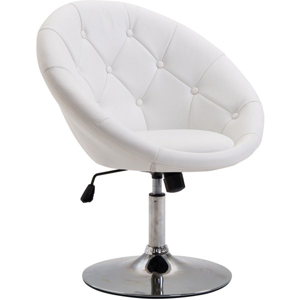 Homcom Tabouret De Travail Tabouret Pivotant Chaise De Bureau RéGlable En Hauteur, Simili Cuir + Acier, Noir/Blanc, 71X59X78-90Cm (Blanc)-image