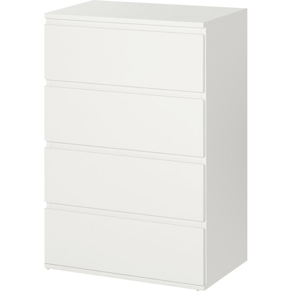 Homcom Commode Sideboard Avec 4 Tiroirs, 55 Cm X 33 Cm X 80 Cm, Blanc-image