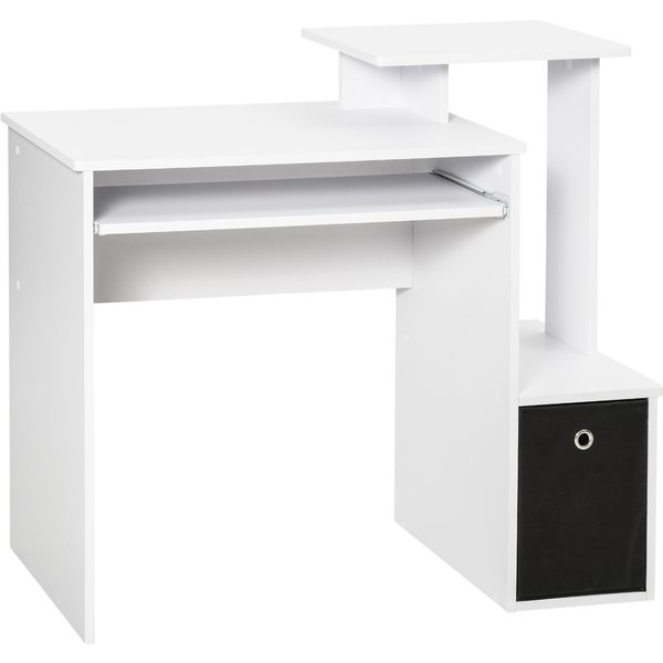 HOMCOM Computertisch Multimedia Regale Tablett Tastaturfach Schwarz Spanplatten Weiß Aosom