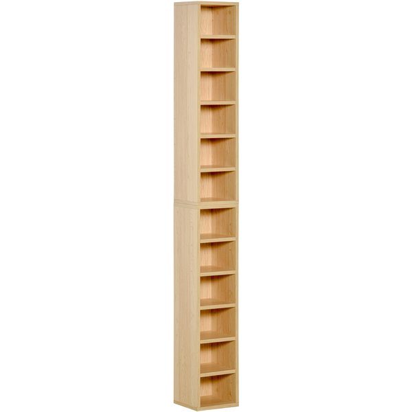 HOMCOM Set mit 2 Säulenregalen CD-DVD Aufbewahrungsschrank 6 + 6 Fächer Abmessungen 21L x 19B x 88H cm Maximale Kapazität 160 CD Farbe Buche Aosom