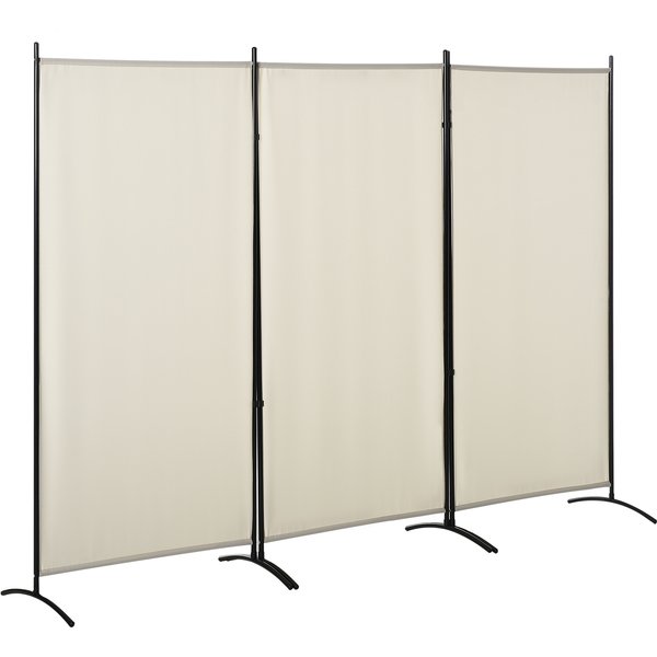 HOMCOM Paravent 3 Paneele Abmessungen 2,53L x 0,5B x 1,82H m Seitlicher Store Sichtschutz-Paravent auf Standfuß Metall Hochdichtes Polyester Beige Aosom
