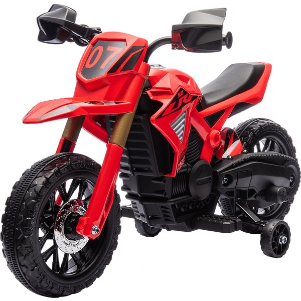 Aiyaplay Moto éLectrique Pour Enfants, AlimentéE Par Batterie 6V, Roues De Support, Klaxon, Bruit De DéMarrage, 3-8 Ans, Rouge-image