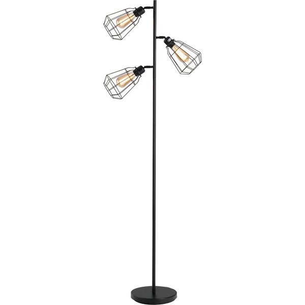 HOMCOM Industrielle Design Stehlampe 3 Glühbirnen max. 40 W Käfiglampenschirm Schwarz Aosom