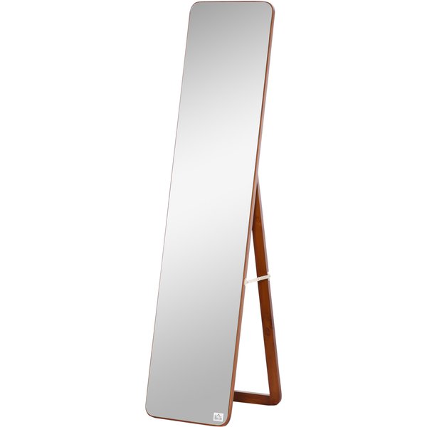 HOMCOM Rechteckiger Freistehender und Wandmontierbarer Spiegel dim. 37B x 43T x 156H cm MDF Hellbrauner Nussbaum-Look Aosom