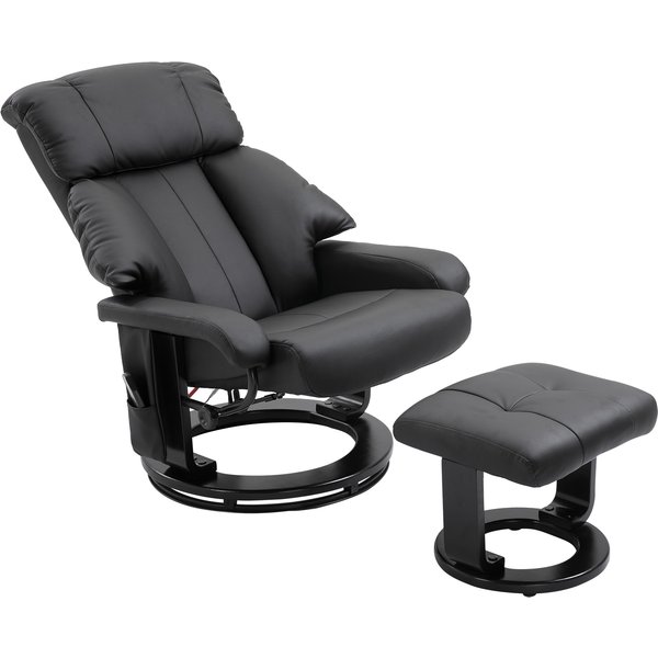 Homcom Fauteuil De Massage Fauteuil De TéLéVision Avec Fonction Inclinable Avec Repose-Pieds En Polyester Velouté Noir 76X80X102Cm-image