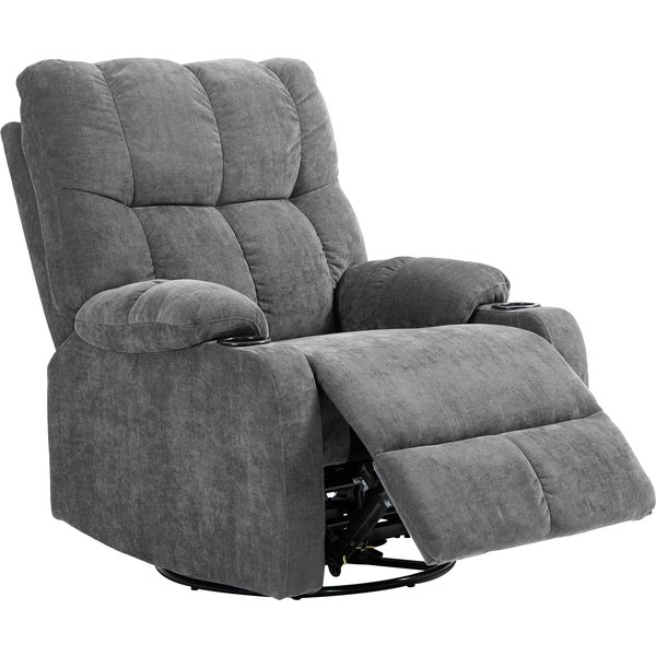 Homcom Fauteuil Relaxant Avec Repose-Pieds, Fauteuil Inclinable, Pivotant, Jusqu'à 150 Kg, Cadre En Acier, 88X96X108 Cm, Gris Foncé-image