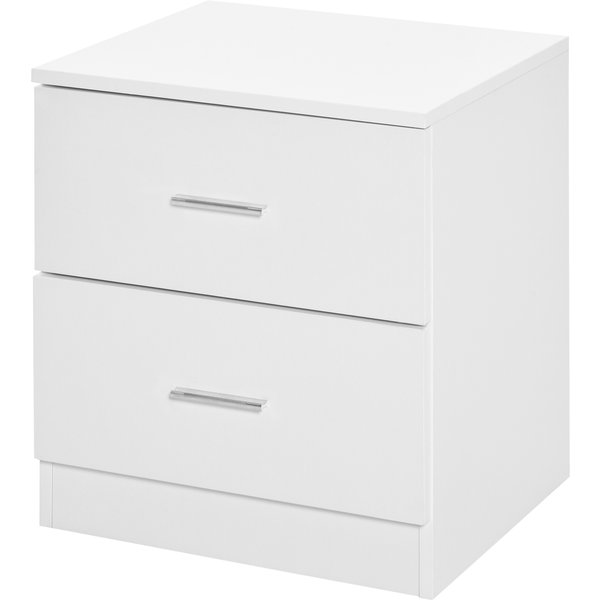 HOMCOM Nachttisch, Nachttisch, 2 Schubladen, Griff aus Aluminiumlegierung, Beistelltisch, Akzenttisch, modernes Design, 45 x 39,5 x 49 cm, Weiß Aosom