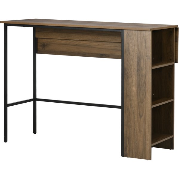 HOMCOM Bartisch mit Stauraum Bistrot Insel mit klappbarer Seitenplatte und 3 Regalen - 120 x 76 x 91,4 cm braun Aosom
