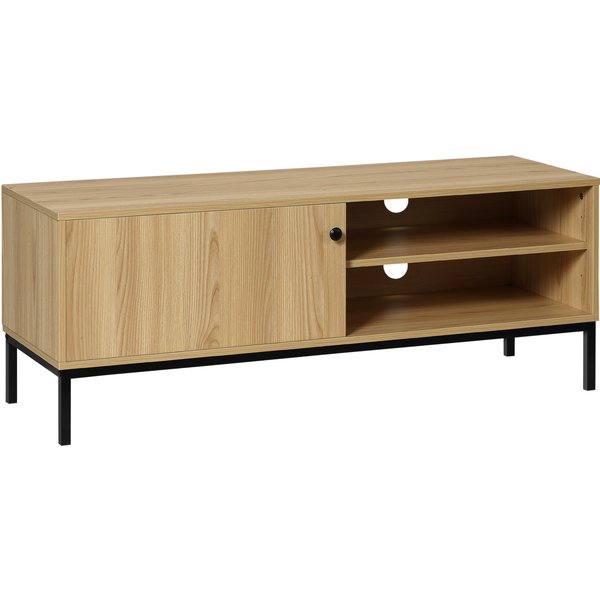 HOMCOM TV-Möbel TV-Bank Max. 50 Zoll 3 Fächer 2 Kabeldurchlässe mit Schiebetür - Maße 120L x 39,5B x 46H cm Aosom