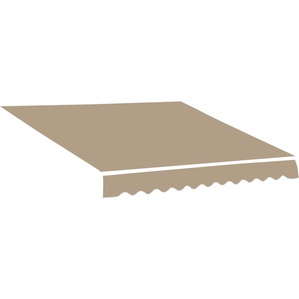 Outsunny Ersatzmarkise für Markisen - Saum mit weichen Wellen - Hochdichtes 280 g/m² UV-beständiges Polyesterstoff 3,82 m x 2,4 m (vorspringend) Café Latte Aosom