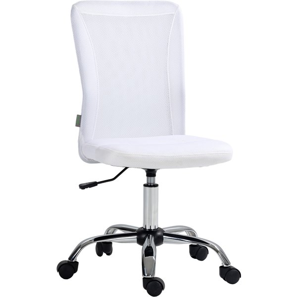 Vinsetto Bürostuhl ergonomisch höhenverstellbarer Bürostuhl verchromtes Gestell 360° drehbarer Mesh-Stoffbezug Weiß Aosom