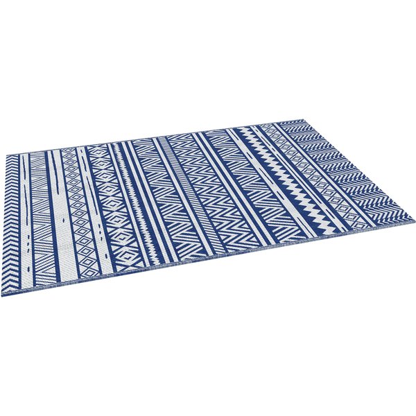 Outsunny Garten Teppich Style Graphique - Reversible Teppich 2 Muster - Maße 2,74L x 1,82B m - Hochdichtes PP 310 g/m² Blau und Weiß Aosom