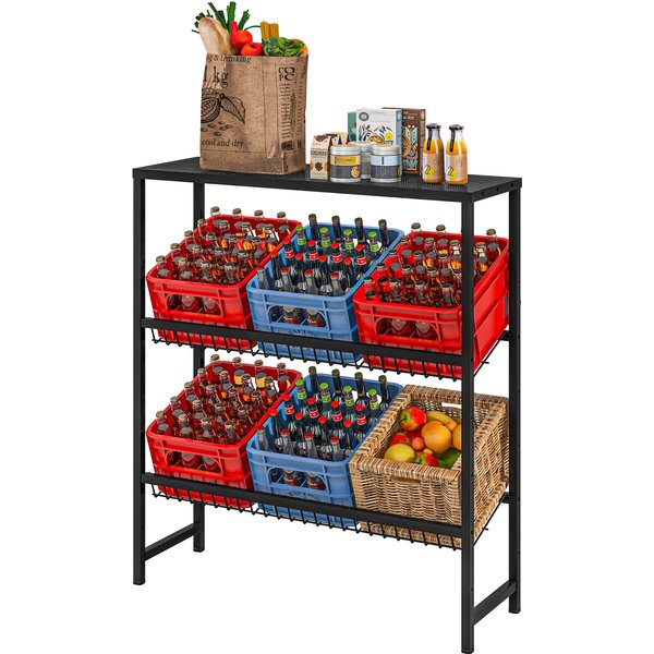 Homcom ÉTagèRe De Stockage, RéGlable En Hauteur, Acier Robuste, Design Gain De Place, Capacité De 210 Kg, Noir-image