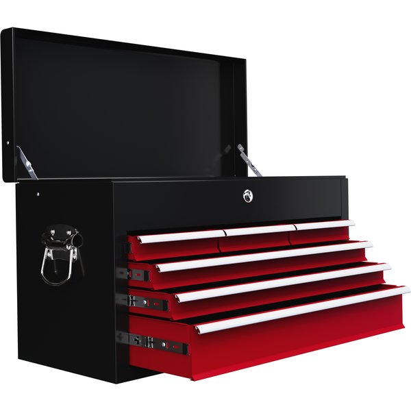 Homcom Caisse à Outils, Verrouillable, 3 Tiroirs, BoîTier En Acier, 60X26X34Cm, Rouge Et Noir-image