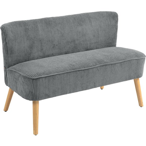Homcom Canapé 2 Places Rembourré, Bois, Polyester Velours, Mousse, 117 X 56,5 X 77 Cm, Gris-image