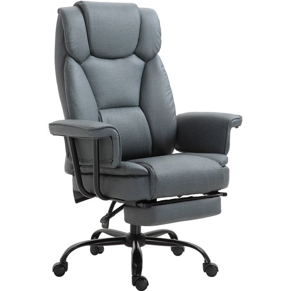 Vinsetto Chaise De Bureau Fauteuil De Direction 360° Pivotant RéGlable En Hauteur Avec Appui-TêTe, Repose-Pieds Cuir SynthéTique 68X80X120–126Cm-image