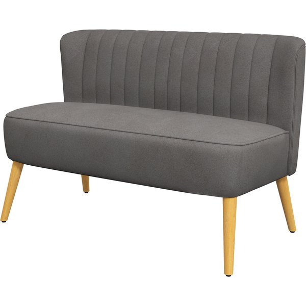 Homcom Canapé Design RéTro 2 Places, Pieds En Bois, 117 Cm X 56,5 Cm X 77 Cm, Gris Foncé-image