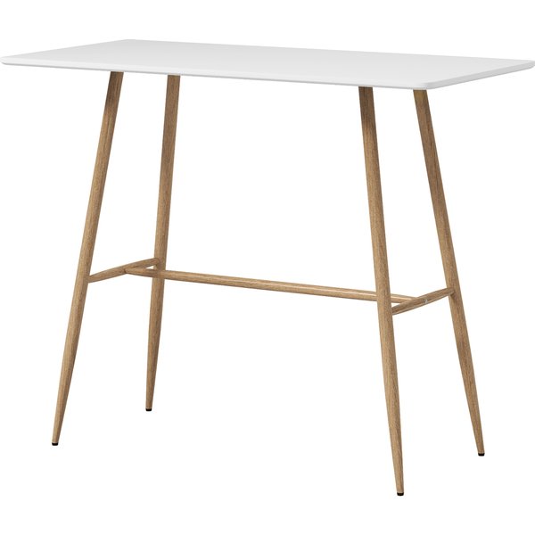 HOMCOM Rechteckiger Stehtisch für 4 Personen, hoher Tisch mit Stahlbeinen in Holzoptik, einfach zu montierender Bistrotisch, für das Zuhause, Esszimmer, 120 x 60 x 98 cm, Weiß Aosom