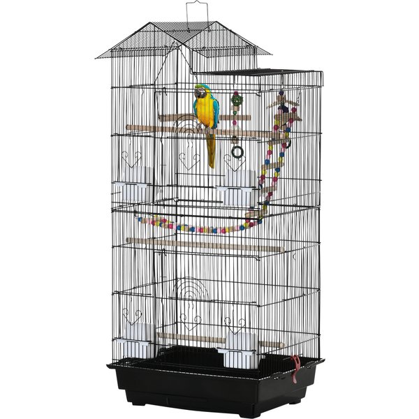 PawHut Vogelkäfig 46 x 36 x 100 cm 4 Futterbehälter 3 Sitzstangen Käfig für Wellensittich Nymphensittich Zeisig Kanarienvogel Aosom