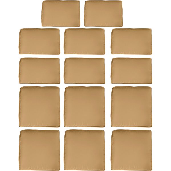 Outsunny Set mit 14 Ersatzbezügen für Gartenmöbelkissen - 6 Sitzkissenbezüge, 8 Rückenkissenbezüge - Bezüge mit Reißverschluss aus wasserabweisendem braunem Polyester Aosom