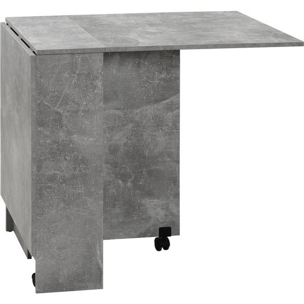 HOMCOM Klappbarer Küchentisch Esszimmertisch auf Rollen 75B x 140T x 74H cm 2 integrierte Regale aus Holz in Grau Aosom