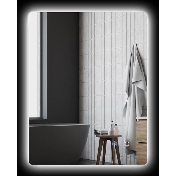 kleankin Rechteckiger LED-Badezimmerspiegel mit Beleuchtung - 80 x 60 cm - 3 Farben, einstellbare Helligkeit Touchschalter Antibeschlag-System weiß transparent Aosom